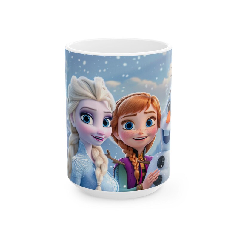Frozen Character Mug | Elsa Anna Olaf Coffee Mug | Cute Winter Cartoon Cup | 11oz 15oz Ceramic Mug | Gift for Frozen Fans image 3
