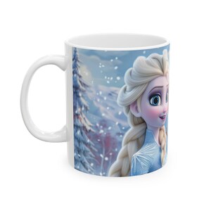 Frozen Character Mug | Elsa Anna Olaf Coffee Mug | Cute Winter Cartoon Cup | 11oz 15oz Ceramic Mug | Gift for Frozen Fans image 5