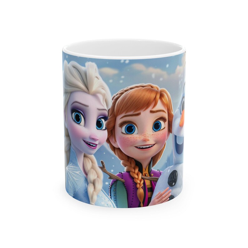 Frozen Character Mug | Elsa Anna Olaf Coffee Mug | Cute Winter Cartoon Cup | 11oz 15oz Ceramic Mug | Gift for Frozen Fans image 2