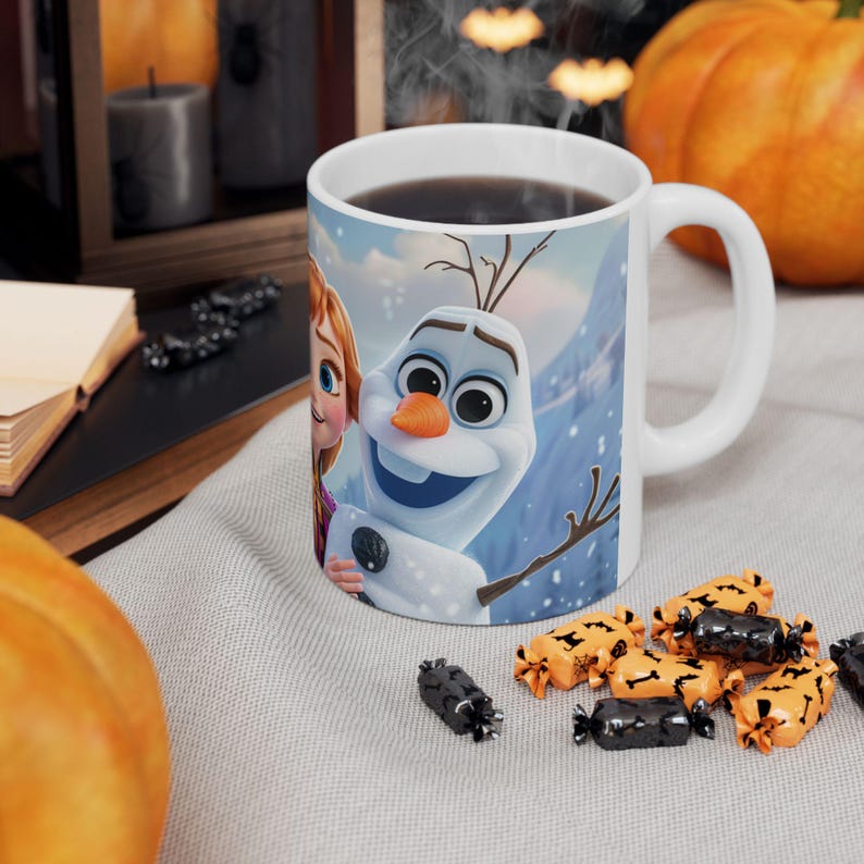 Frozen Character Mug | Elsa Anna Olaf Coffee Mug | Cute Winter Cartoon Cup | 11oz 15oz Ceramic Mug | Gift for Frozen Fans image 1