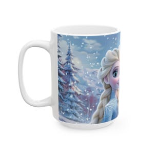 Frozen Character Mug | Elsa Anna Olaf Coffee Mug | Cute Winter Cartoon Cup | 11oz 15oz Ceramic Mug | Gift for Frozen Fans image 6