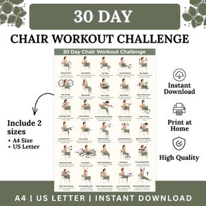 30 dagen stoeltrainingsuitdaging | Oefenschema zittend | Workout bureaustoel zonder uitrusting voor senioren en beginners | Fitness met lage impact