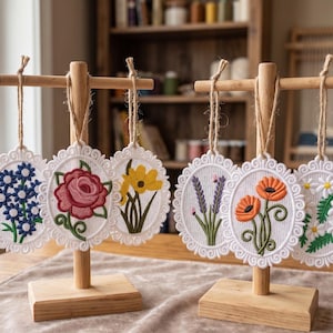 FSL Blommig Cameo Broderi Design Bundle: Fristående Spetsörhängen, Ornament, Näsdukshörna (Digital Nedladdning)
