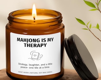 Mahjong Is My Therapy Candle, Funny Mahjong Gift, Mahjong Lover Gift, Game Night Candle, Mahjong Club Gift, Tile Game Decor