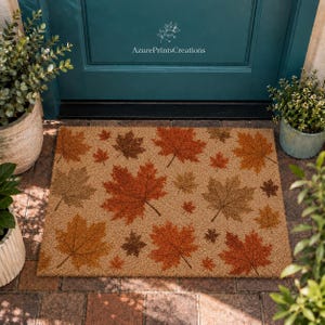 Maple Leaf Welcome Doormat, Autumn Decor, Fall Doormat