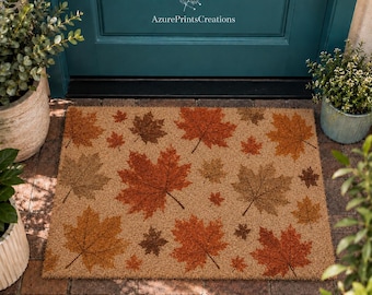 Maple Leaf Welcome Doormat, Autumn Decor, Fall Doormat