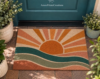 Vibrant Boho Sunset Doormat, Apartment Decor, Housewarming Gift