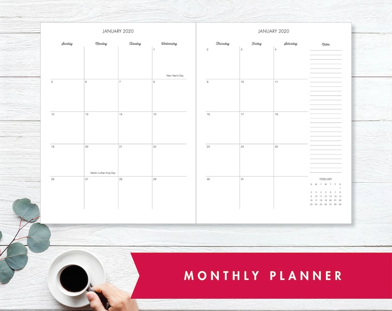2020 Calendar Monthly Planner Printable Instant Download Etsy