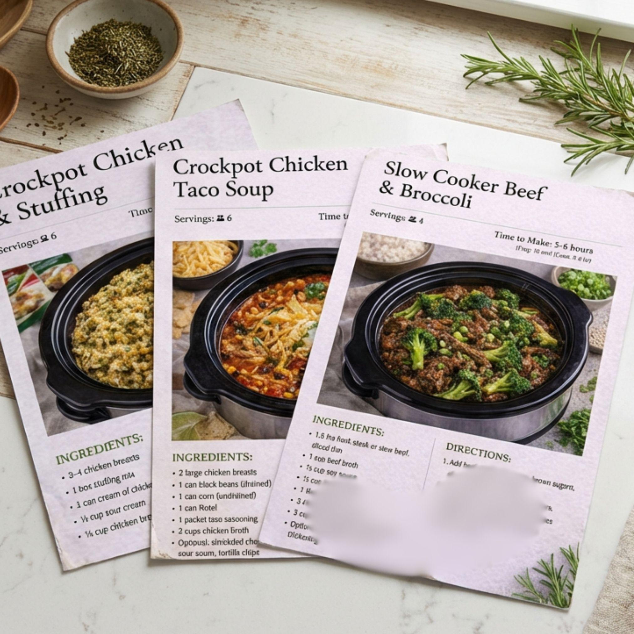Crock Pot Recipe Slow Cooker Dinner Idea Easy Meal Plan Printable ...