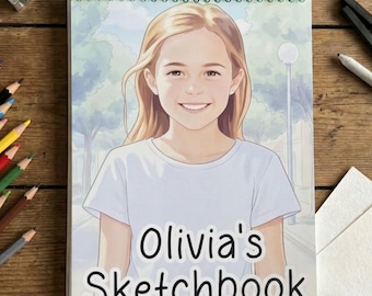 Personalized Sketchbook Custom Portrait Illustration Notebook Spiral Bound Journal Drawing Book Kid Art Gift Idea Birthday Present Christmas