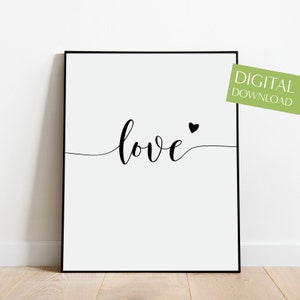 Love Wall Art, PRINTABLE Love Print, Love Poster, Love Wall Decor, Calligraphy Print, Gift For Her, Love Download, Love Poster