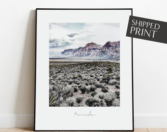 Nevada Desert Print,  Nevada Landscape Wall Decor, Red Rocks Wall Art, Minimalist Nevada Gifts