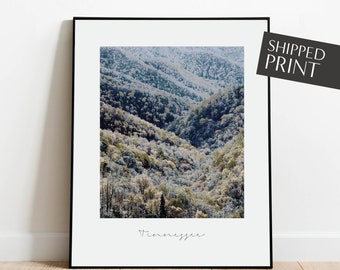 Tennessee Landscape Print,  Nature Wall Art, Tennessee Gifts, Smoky Mountains, Rustic Decor, Vintage Style Poster, Minimalist