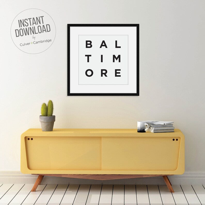 Baltimore Poster Baltimore Maryland Print Baltimore Digital Etsy