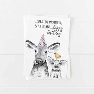 Carte d'anniversaire végétalienne, carte vierge de 5 x 7, carte d'anniversaire végétarienne et sans cruauté, carte de voeux végétalienne, carte végétalienne, carte de sauvetage d'animaux