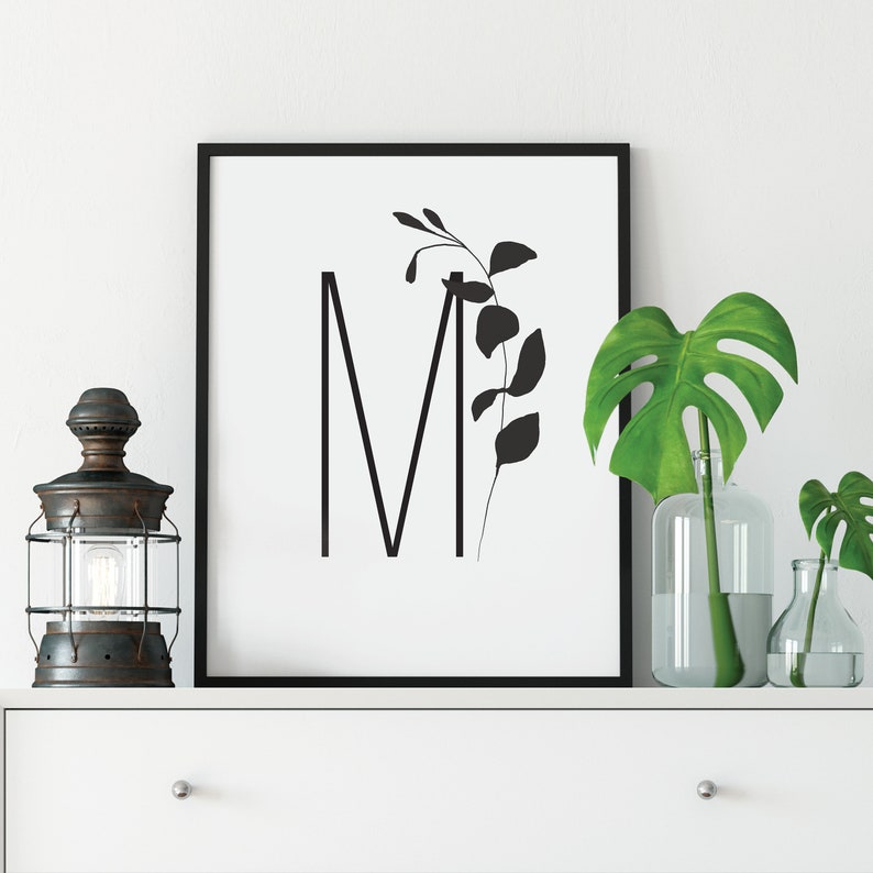 Letter M Poster Unframed Letter M Wall Decor Boho Letter Etsy