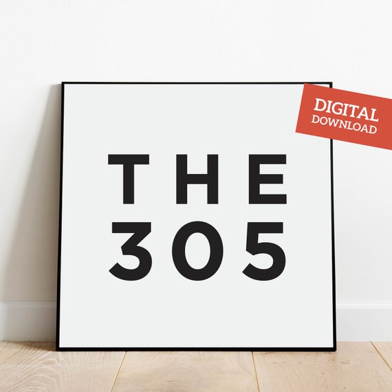 Miami Poster Art 305 Area Code Digital - Miami Wall Decor Miami Poster Art 305 Area Code Digital - Miami Wall Decor