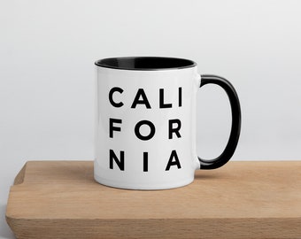 Minimalist California Mug, Black and White Ceramic Coffee Cup, California Gifts, State Mug