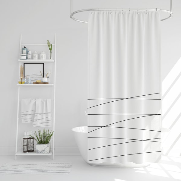 Black and White Shower Curtain Etsy