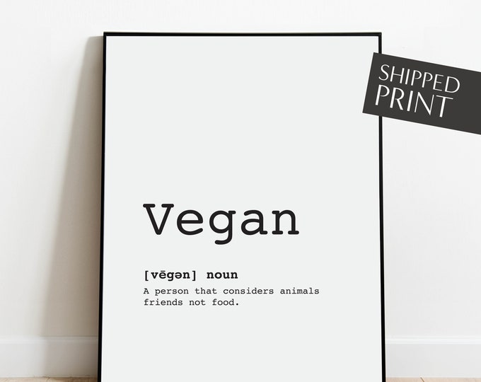 Vegan Definition Print Vegan Poster Vegan Wall Decor Etsy