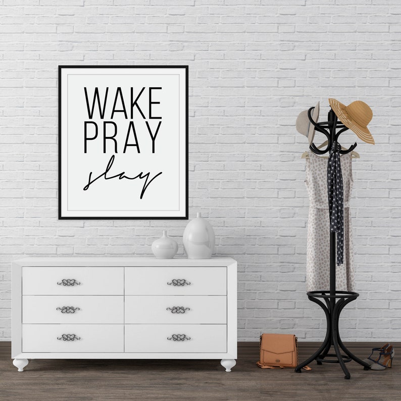 Wake Pray Slay Christian Wall Art Digital Download Bible Etsy