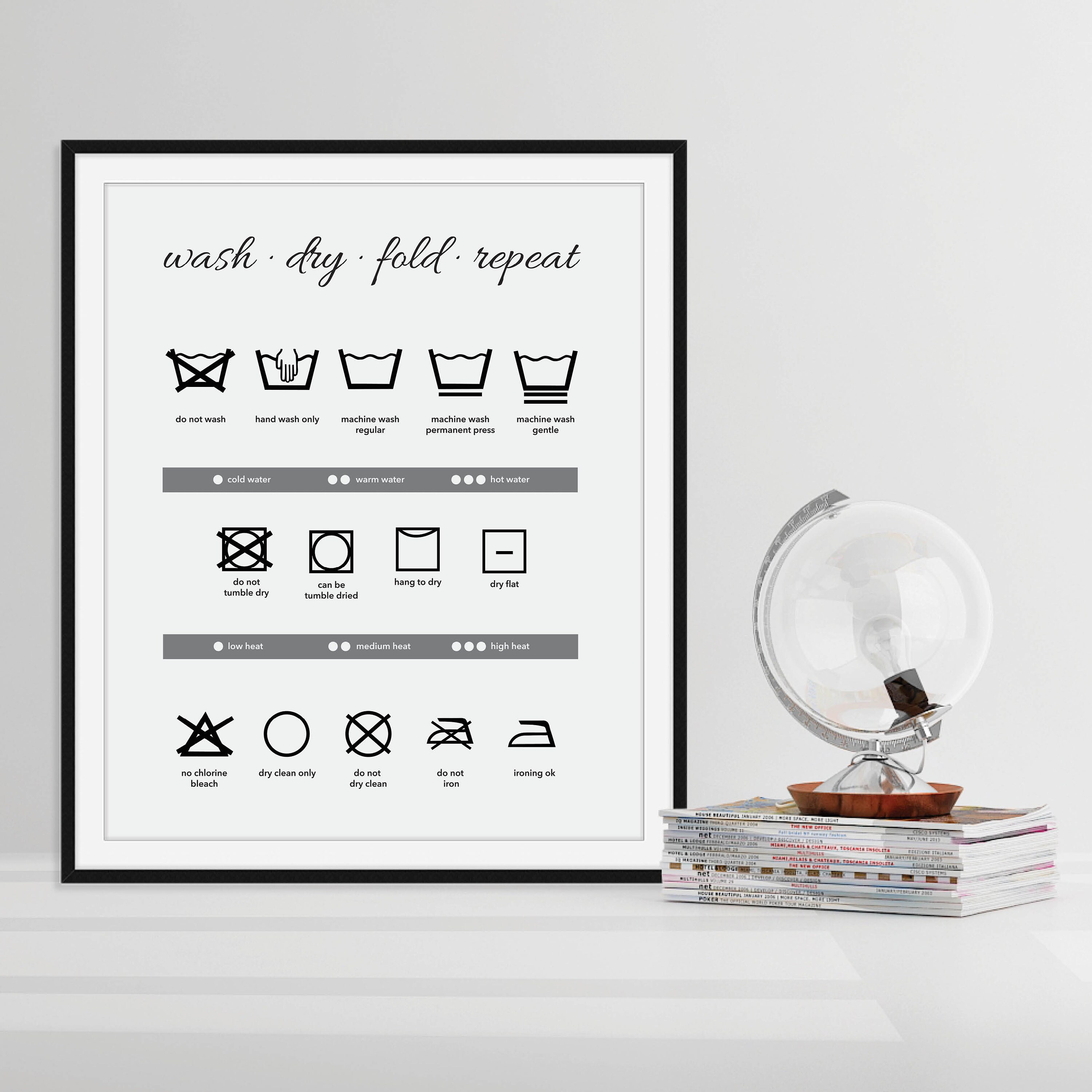 Laundry Symbols Wall Art PRINTABLE Laundry Digital Download Etsy
