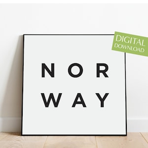 Norway Poster PRINTABLE, Digital Download, Norway Print, Minimalist Wall Decor, Norway Wall Art, Norwegian Art, European or Scandinavian Art