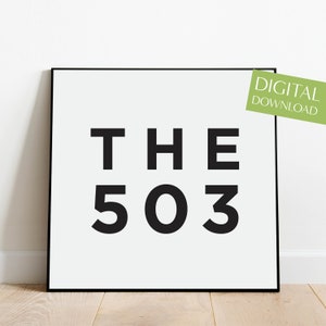 Portland Art, PRINTABLE 503 Area Code, Portland Print, Digital Download, Portland Wall Art, Minimalist Scandinavian Art, Portland Sign