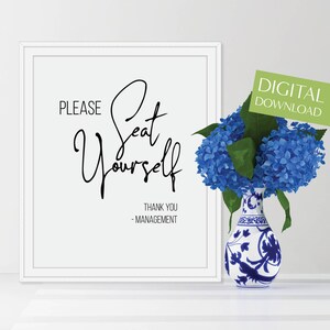 Bathroom Wall Decor, PRINTABLE Please Seat Yourself, Funny Bathroom Art, Digital Download, Bathroom Art, Half Bathroom Decor, Half Bath