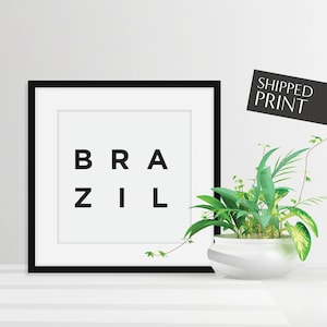 Brazil Poster,  Brazil Wall Art, Brazil Art, Brazil Print, Black and White Print, Minimalist Art Decor, Brazilian Art, Brazil Gifts