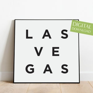 Las Vegas Wall Art, PRINTABLE Las Vegas Nevada Poster, Minimalist Geography Wall Art, Travel Art, Scandi Decor, Home Town City Typography