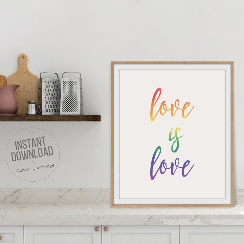 Love is Love Wall Art PRINTABLE Digital Download Gay Art Etsy