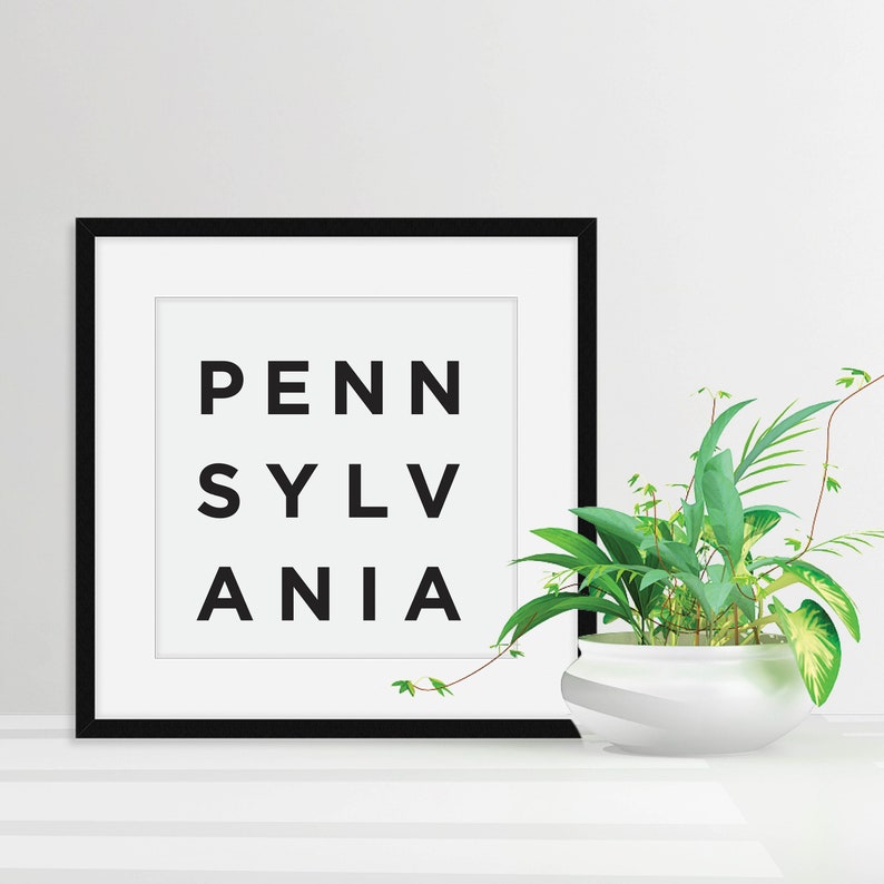 Philadelphia Art Pennsylvania Wall Decor PA Poster Pennsylvania Wall Art Pennsylvania Print Pennsylvania Art Pennsylvania Poster