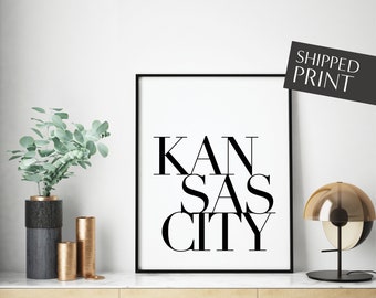 Kansas City Print,  Kansas City Poster, Modern City Wall Art, Travel Art, Scandi Decor, Home Town, Black and White Missouri Gifts