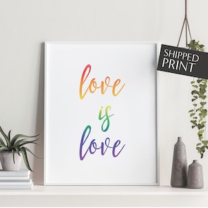 Love is Love Wall Art,  Gay Art, Rainbow Print, Love is Love Poster, LGBTQ Art, Gay Pride Wall Art, Human Rights Print
