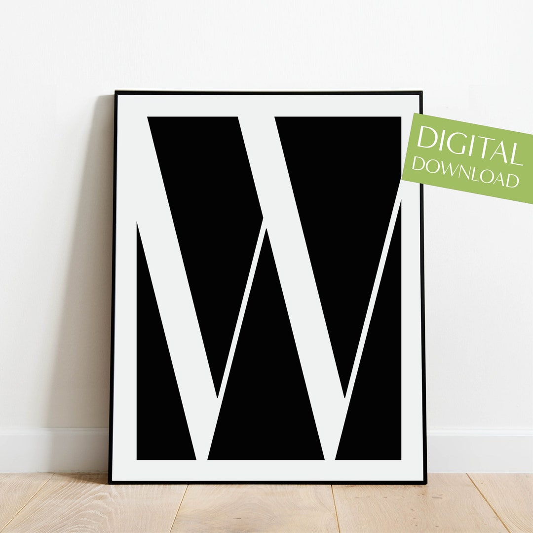 Letter W Wall Art, PRINTABLE Digital Download, Letter W Print ...