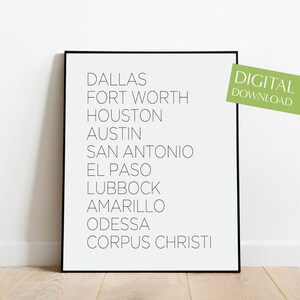Regali Texas, Arredamento Texas STAMPABILE, Arte Texas, Stampa acquerello, Stampe dello stato di origine, Poster Texas, Download digitale, Arte della parete Texas