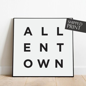 Allentown Print,  Allentown Pennsylvania Poster, Allentown PA, Minimalist City Wall Art, Travel Art, Home Town, Lehigh Valley