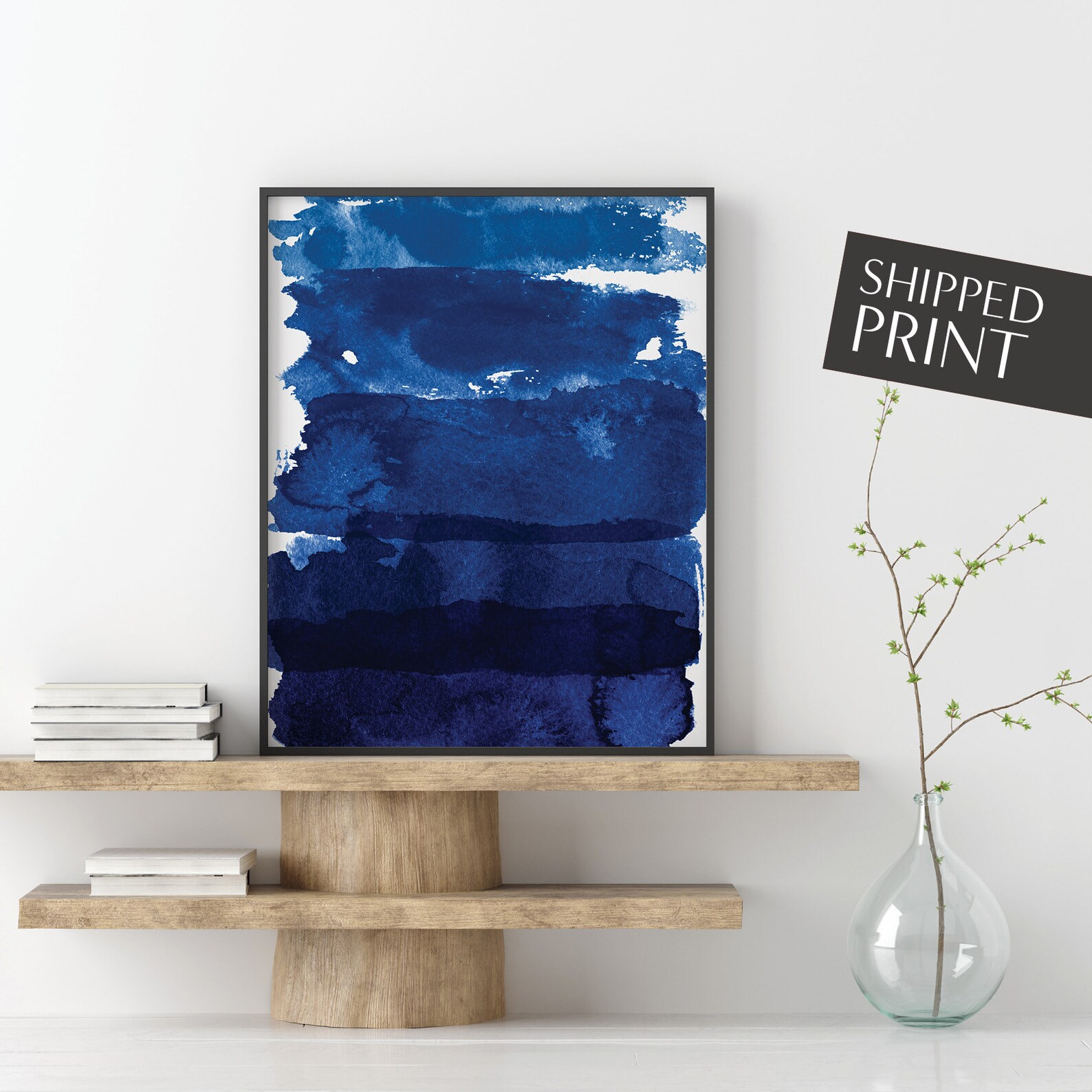 Navy Blue Abstract Wall Art Dark Blue Ink Blot Wall Decor - Etsy