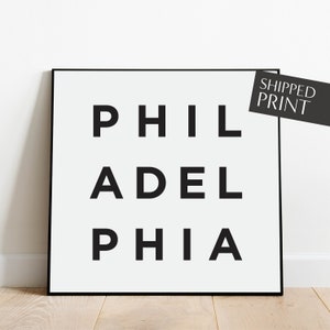 Philadelphia Poster,  Philly Print, Philadelphia Wall Art, Minimalist City Decor, Hometown Black and White Modern Art, Philly PA