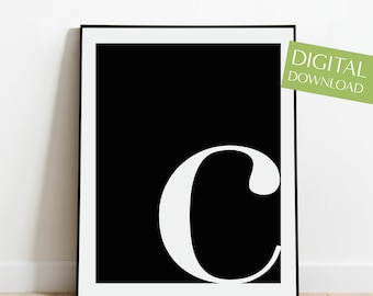 Letter C Wall Art, PRINTABLE Digital Download, Letter C Print, Minimalist Poster, Letter C Poster, Letter Print, Letter Poster, Lowercase C