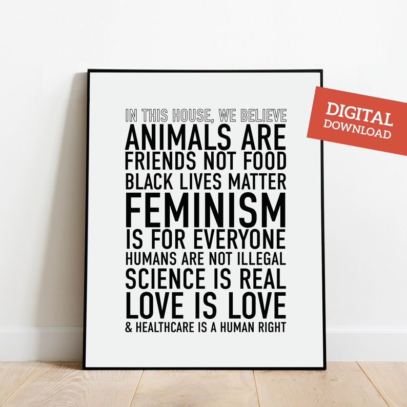 Vegan Art Digital Download Vegan Print Vegan Wall Art Love Etsy