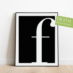 Letra F Arte de pared IMPRIMIBLE, Descarga digital, Impresión de letra F, Póster minimalista, Póster de letra F, Impresión de letras, Póster de letras, F minúscula