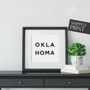 Oklahoma Wall Art,  Oklahoma Wall Decor, Black and White Minimalist Print, State Poster, Geography Poster, Home State, Modern Art