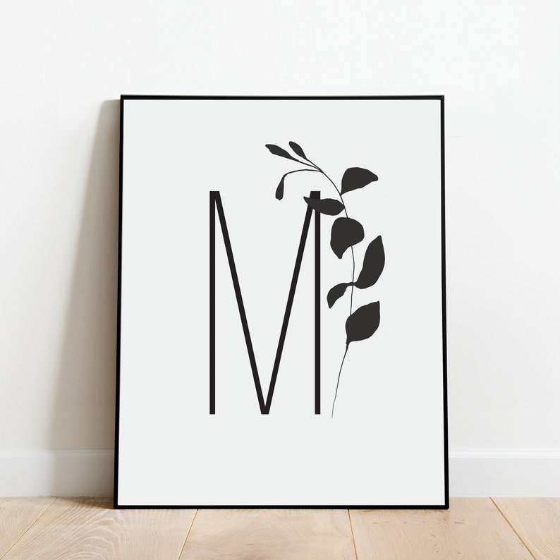 Letter M Poster Unframed Letter M Wall Decor Boho Letter Etsy