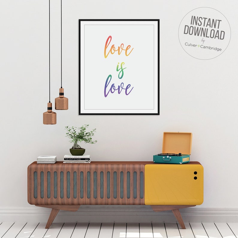 Love is Love Wall Art PRINTABLE Digital Download Gay Art Etsy