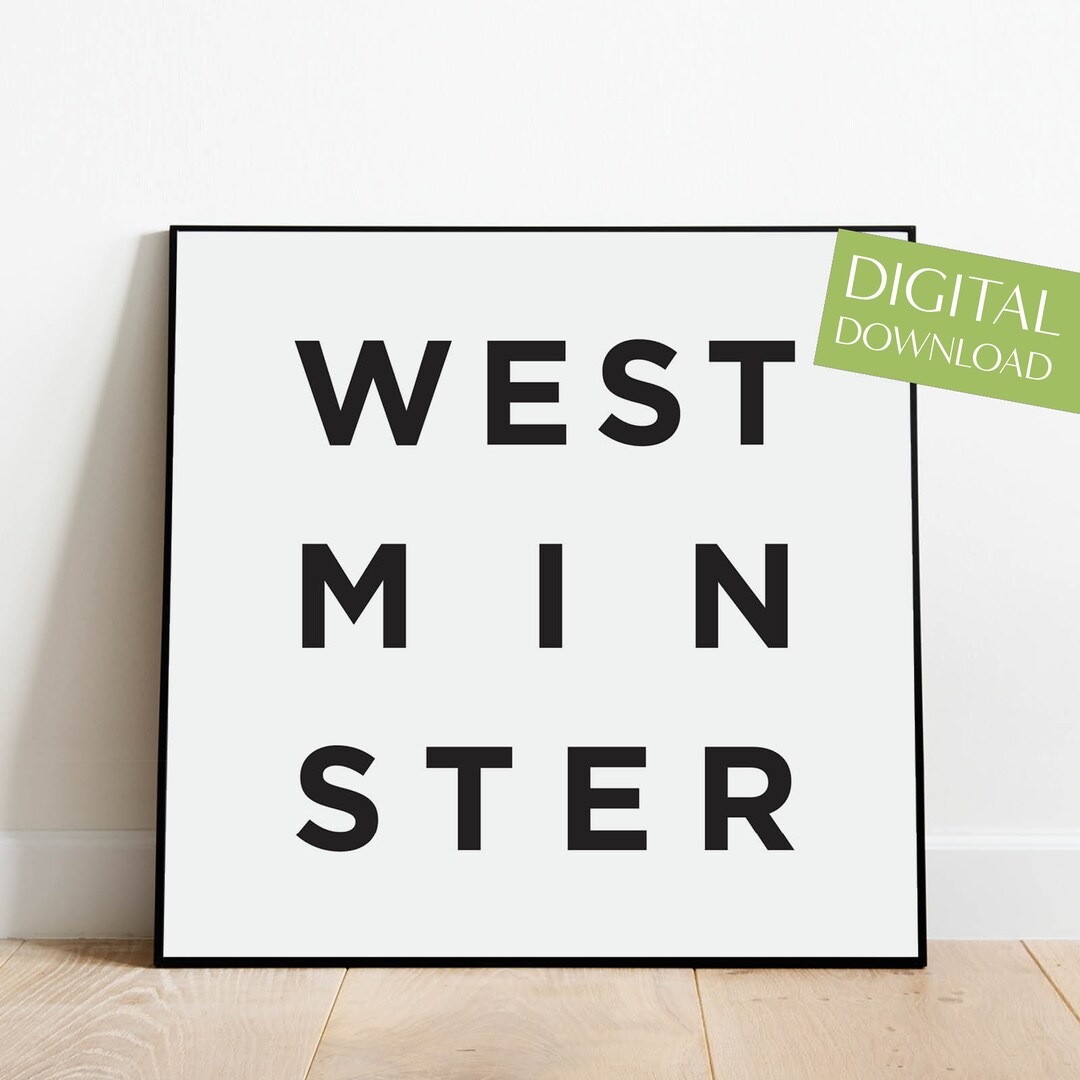 Westminster Poster PRINTABLE Westminster Wall Art Black - Etsy