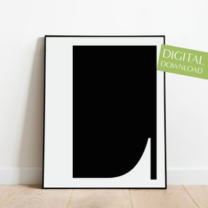 Arte de parede com letra L IMPRIMÍVEL, download digital, impressão com letra L, pôster minimalista, pôster com letra L, pôster com carta, preto e branco