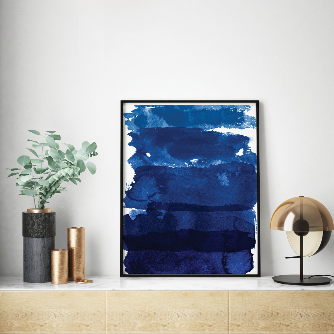 Navy Blue Abstract Wall Art Dark Blue Ink Blot Wall Decor - Etsy