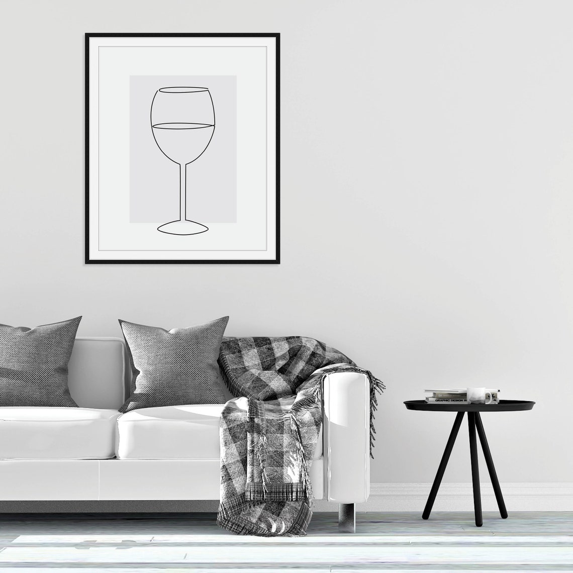 Black and White Wine Print Minimalist Line Drawing Wine Wall | Etsy